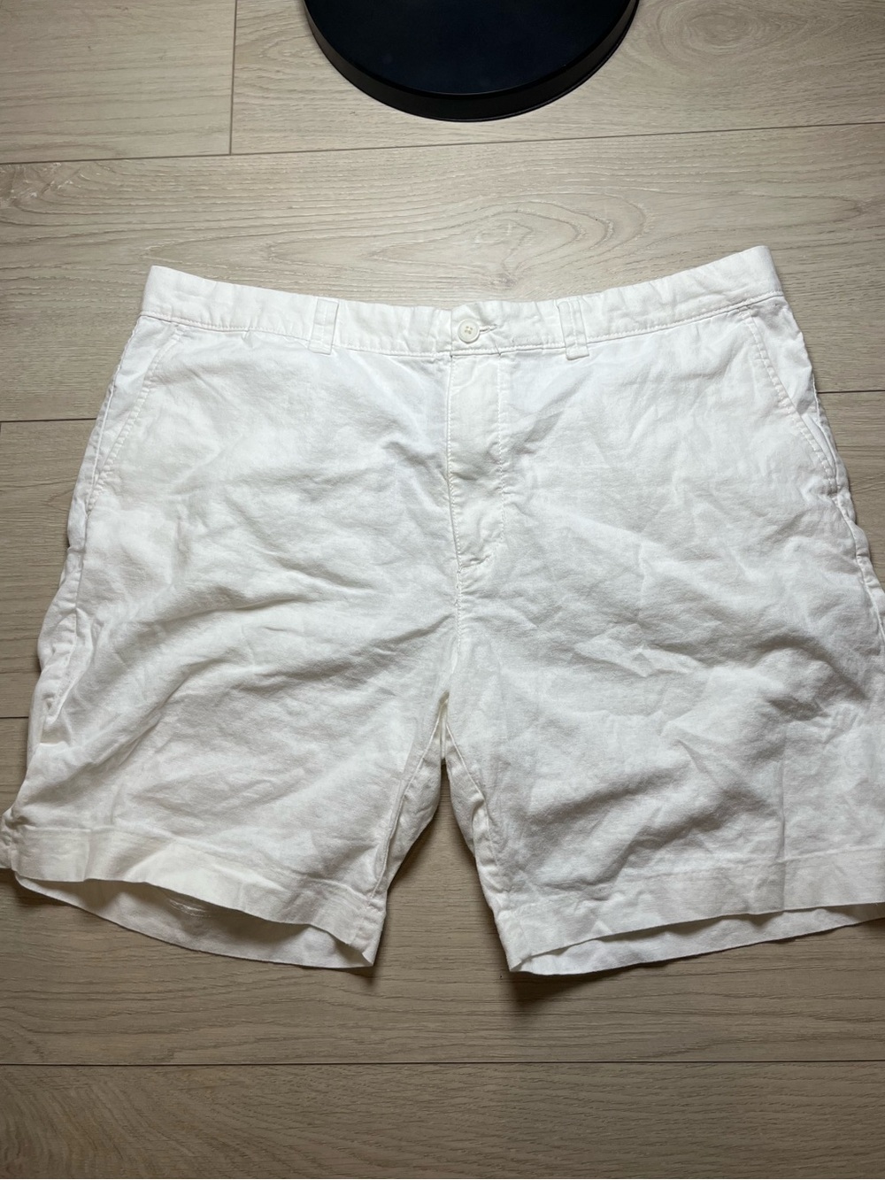 Roundtree & yorke Men's White Linen Blend Casual Shorts 40w